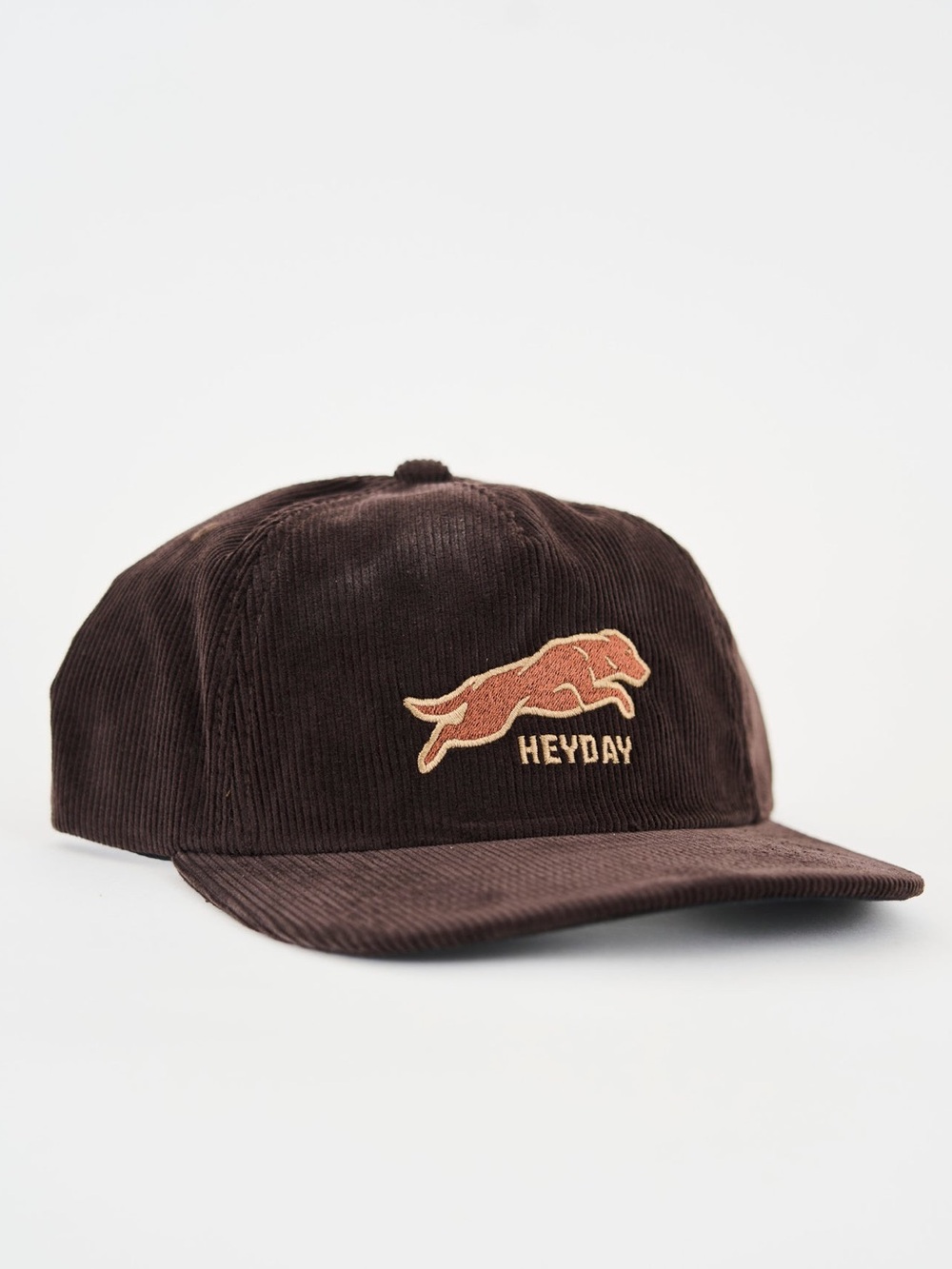heyday Dark Brown Corduroy Cap with Rust Logo One Size 100% cotton